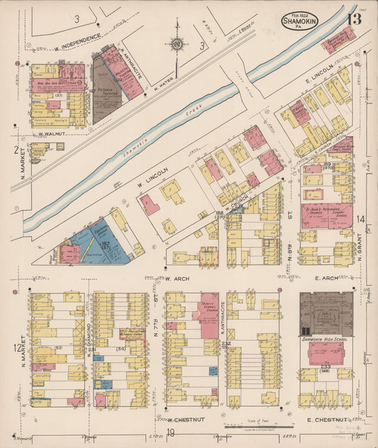 Sanborn Fire Insurance Map from Shamokin, Northumberland County, Pennsylvania (1922), Sheet #0013 - Historic Sanborn Fire Insurance Map Print, vintage old map wall art, antique decor, genealogy gift, Pennsylvania Pennsylvania map