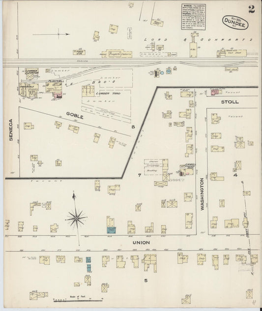 Sanborn Fire Insurance Map from Dundee, Yates County, New York (1884), Sheet #0002 - Historic Sanborn Fire Insurance Map Print, vintage old map wall art, antique decor, genealogy gift, New York New York map