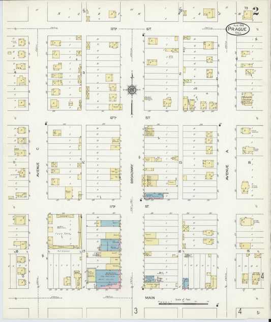 Sanborn Fire Insurance Map from Prague, Lincoln County, Oklahoma (1914), Sheet #0002 - Historic Sanborn Fire Insurance Map Print, vintage old map wall art, antique decor, genealogy gift, Oklahoma Oklahoma map