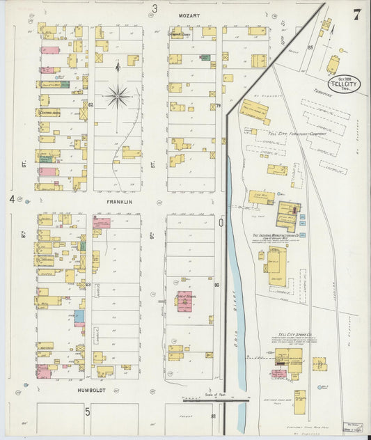 Sanborn Fire Insurance Map from Tell City, Perry County, Indiana (1898), Sheet #0007 - Historic Sanborn Fire Insurance Map Print, vintage old map wall art, antique decor, genealogy gift, Indiana Indiana map