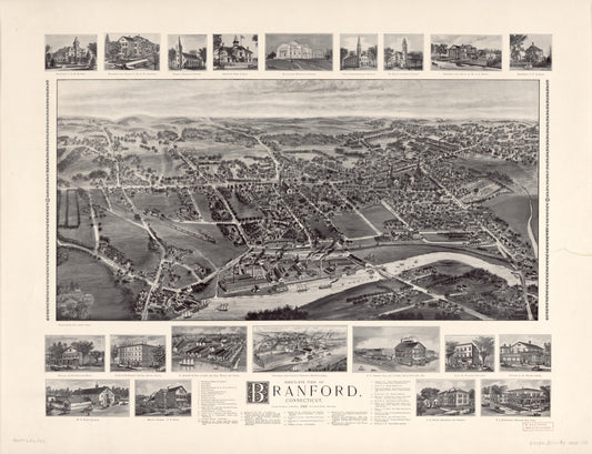 Bird's-eye view of Branford, Connecticut. (1905) – Historic Bird’s-Eye View Panorama Print