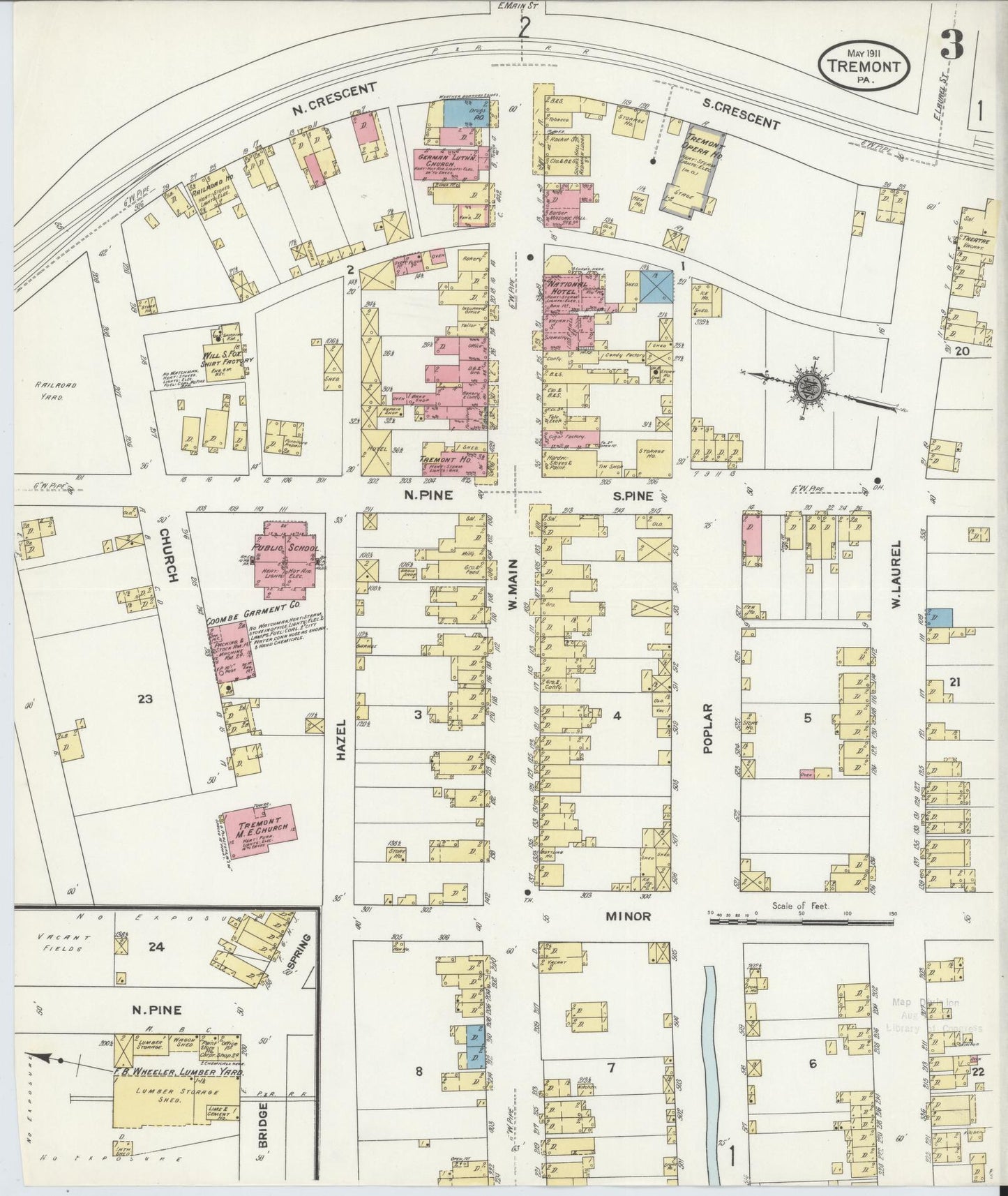 Sanborn Fire Insurance Map from Tremont, Schuylkill County, Pennsylvania (1911), Sheet #0003 - Complete Map Set gallery image, historic Sanborn map, vintage wall art, Pennsylvania Pennsylvania