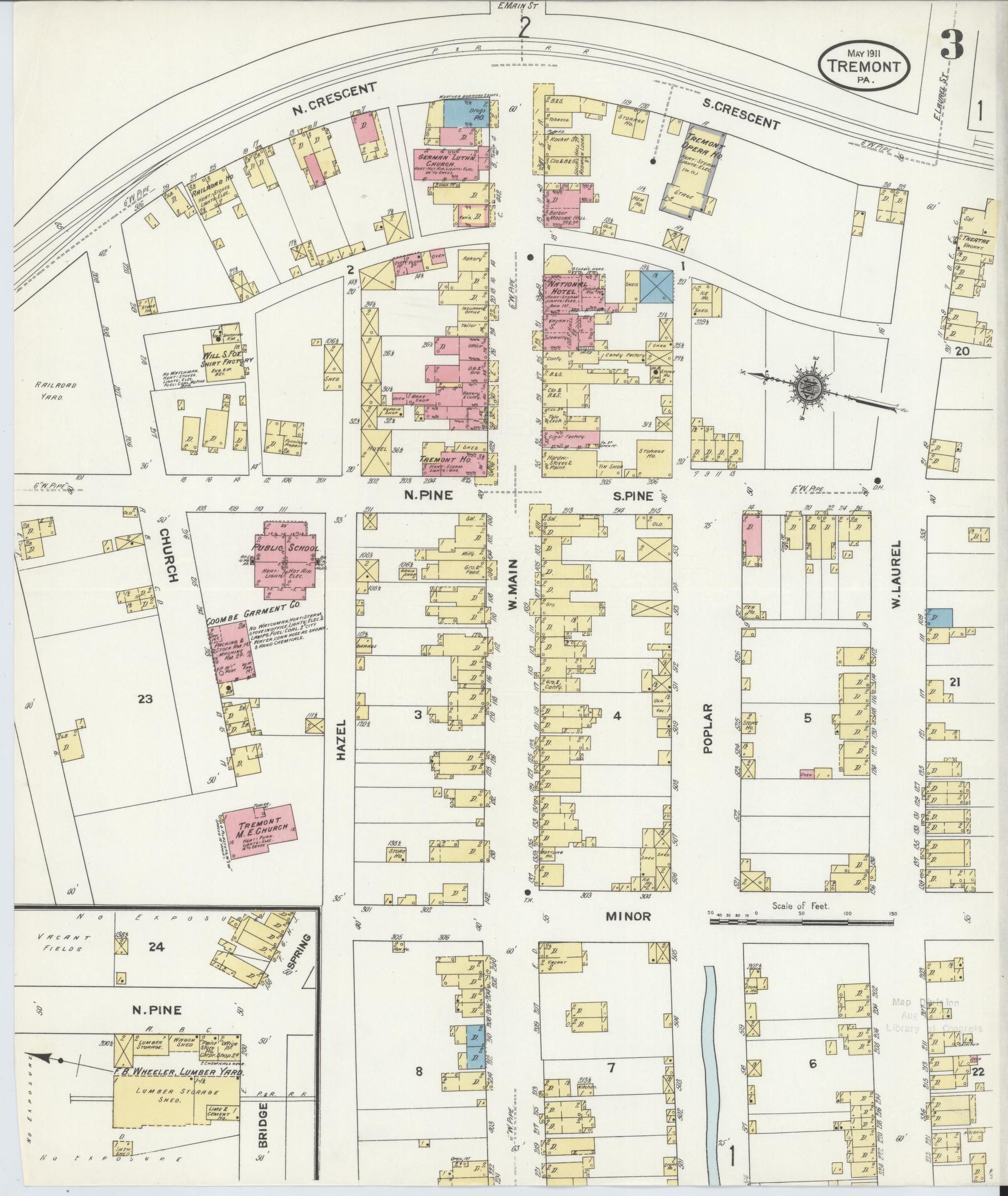 Sanborn Fire Insurance Map from Tremont, Schuylkill County, Pennsylvania (1911), Sheet #0003 - Complete Map Set gallery image, historic Sanborn map, vintage wall art, Pennsylvania Pennsylvania