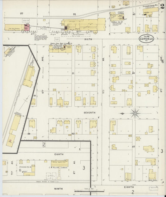 Sanborn Fire Insurance Map from Cordele, Crisp County, Georgia (1898), Sheet #0002 - Historic Sanborn Fire Insurance Map Print, vintage old map wall art, antique decor, genealogy gift, Georgia Georgia map