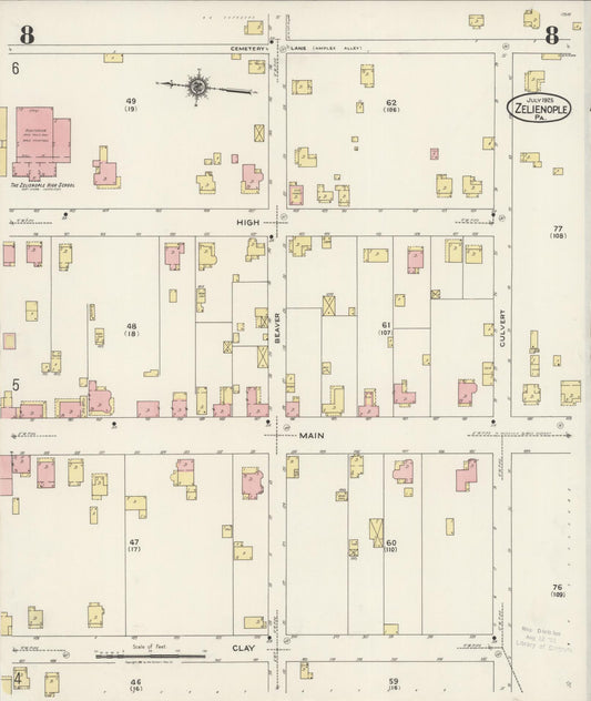 Sanborn Fire Insurance Map from Zelienople, Butler County, Pennsylvania (1925), Sheet #0008 - Historic Sanborn Fire Insurance Map Print, vintage old map wall art, antique decor, genealogy gift, Pennsylvania Pennsylvania map