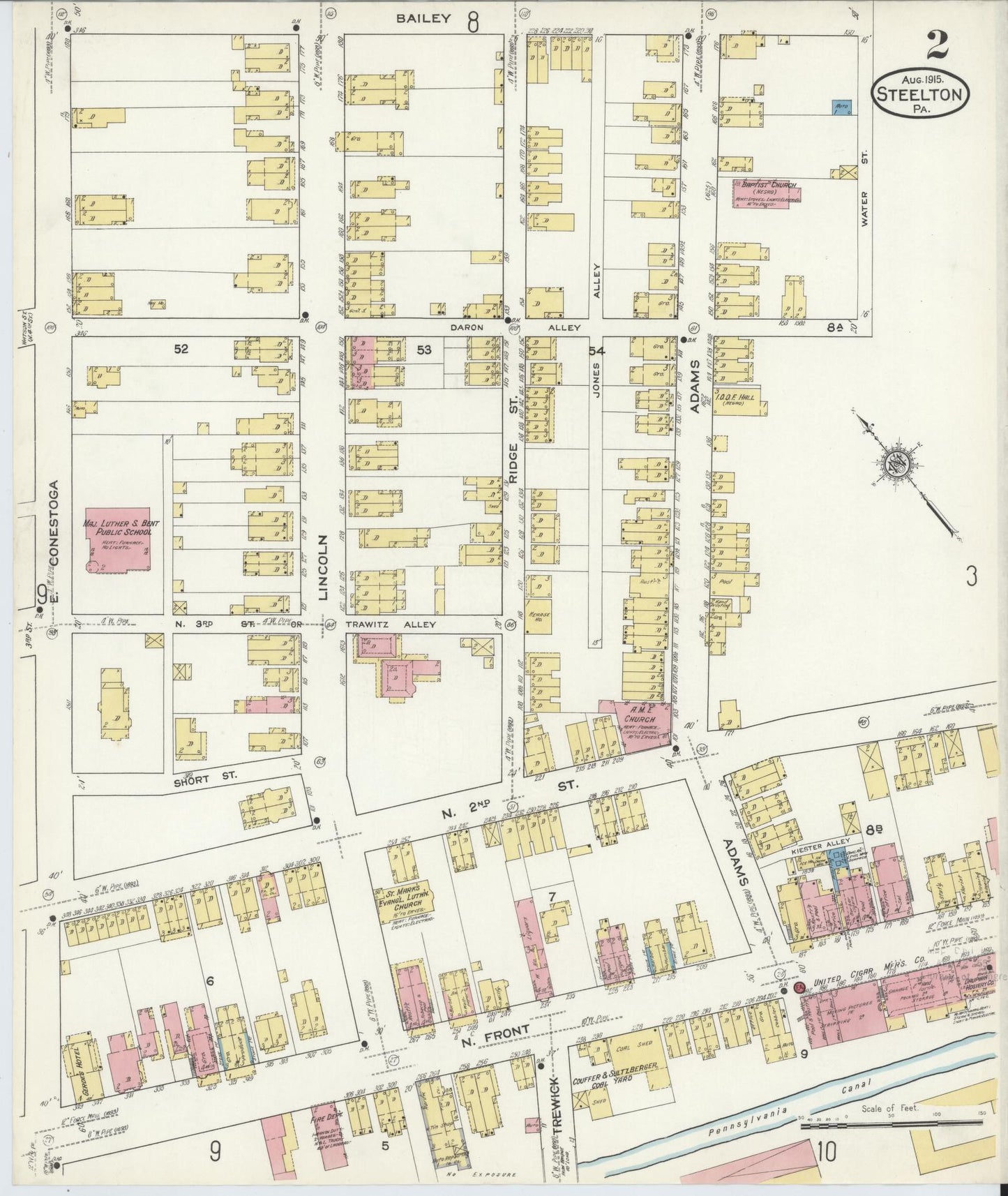Sanborn Fire Insurance Map from Steelton, Dauphin County, Pennsylvania (1915), Sheet #0002 - Complete Map Set gallery image, historic Sanborn map, vintage wall art, Pennsylvania Pennsylvania