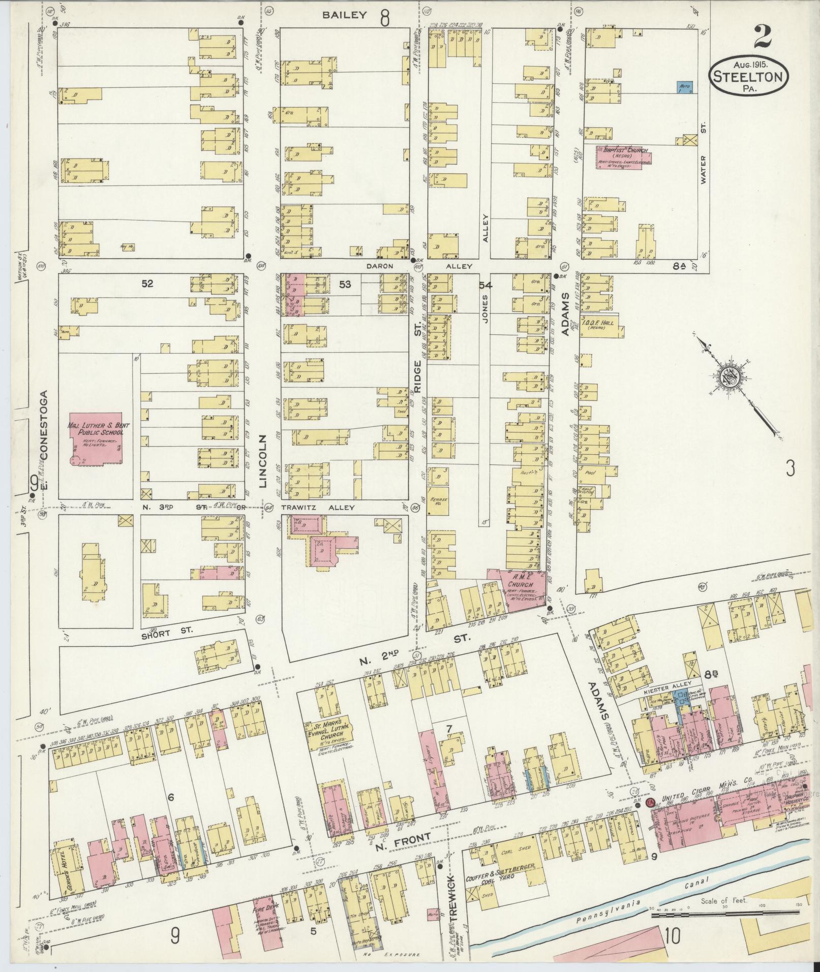 Sanborn Fire Insurance Map from Steelton, Dauphin County, Pennsylvania (1915), Sheet #0002 - Complete Map Set gallery image, historic Sanborn map, vintage wall art, Pennsylvania Pennsylvania