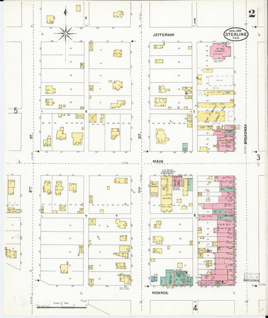 Sanborn Fire Insurance Map from Sterling, Rice County, Kansas (1905), Sheet #0002 - Historic Sanborn Fire Insurance Map Print, vintage old map wall art, antique decor, genealogy gift, Kansas Kansas map