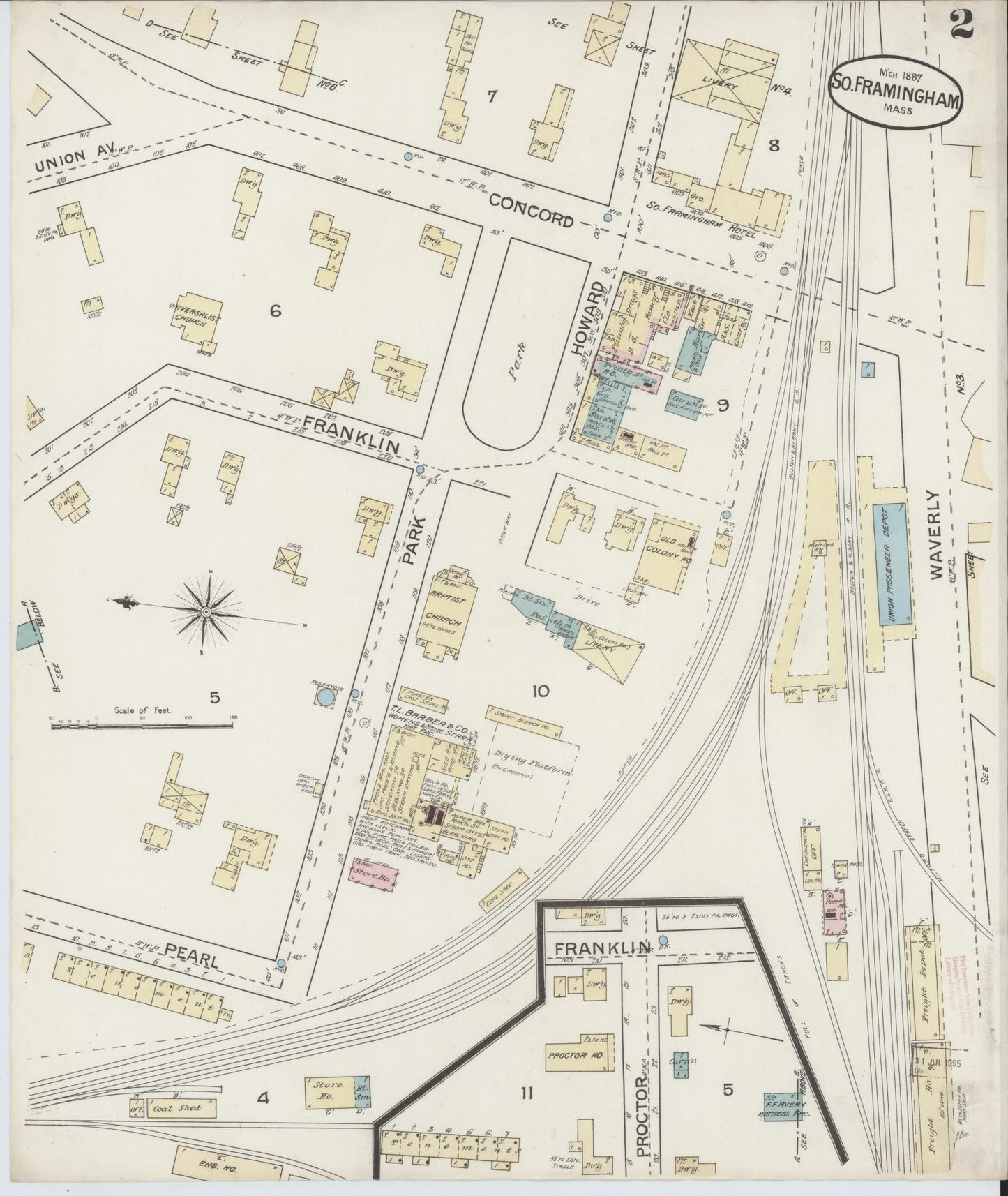 Sanborn Fire Insurance Map from South Farmington, Middlesex County, Massachusetts (1887), Sheet #0002 - Historic Sanborn Fire Insurance Map Print, vintage old map wall art, antique decor, genealogy gift, Massachusetts Massachusetts map