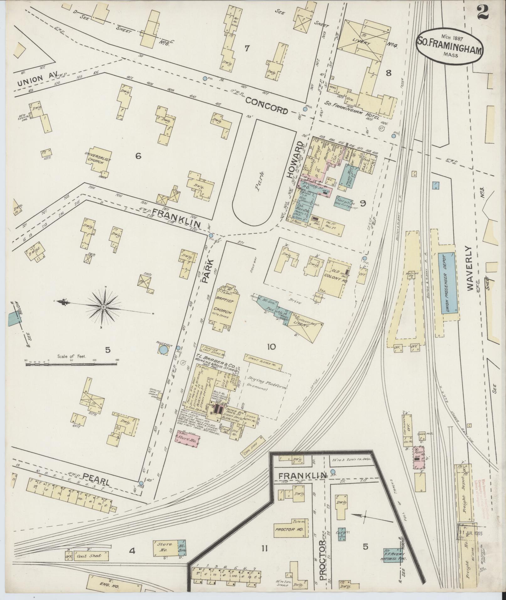 Sanborn Fire Insurance Map from South Farmington, Middlesex County, Massachusetts (1887), Sheet #0002 - Historic Sanborn Fire Insurance Map Print, vintage old map wall art, antique decor, genealogy gift, Massachusetts Massachusetts map