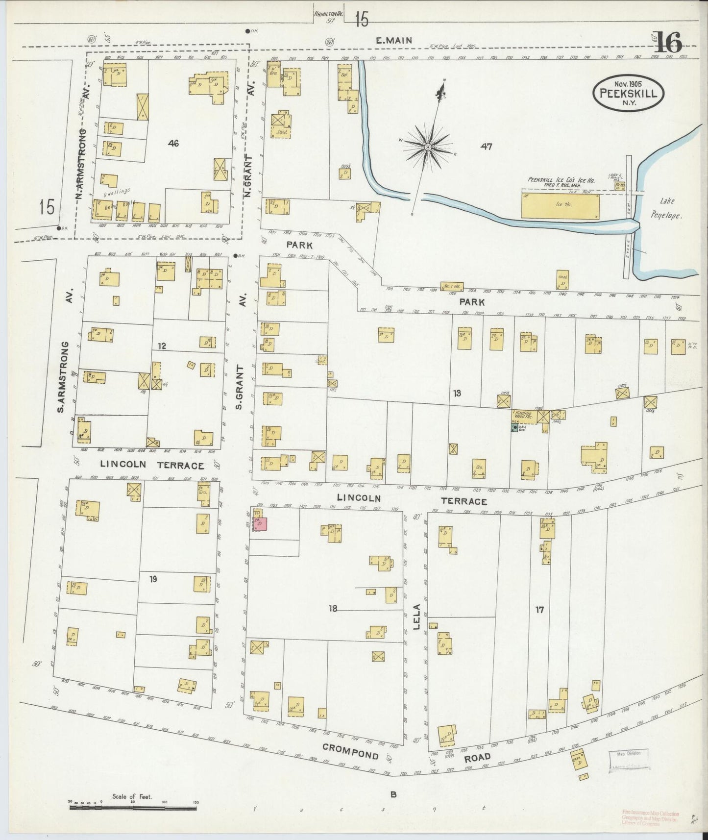 Sanborn Fire Insurance Map from Peekskill, Westchester County, New York (1905), Sheet #0016 - Complete Map Set gallery image, historic Sanborn map, vintage wall art, New York New York