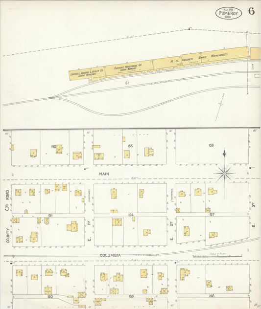 Sanborn Fire Insurance Map from Pomeroy, Garfield County, Washington (1904), Sheet #0006 - Historic Sanborn Fire Insurance Map Print, vintage old map wall art, antique decor, genealogy gift, Washington Washington map