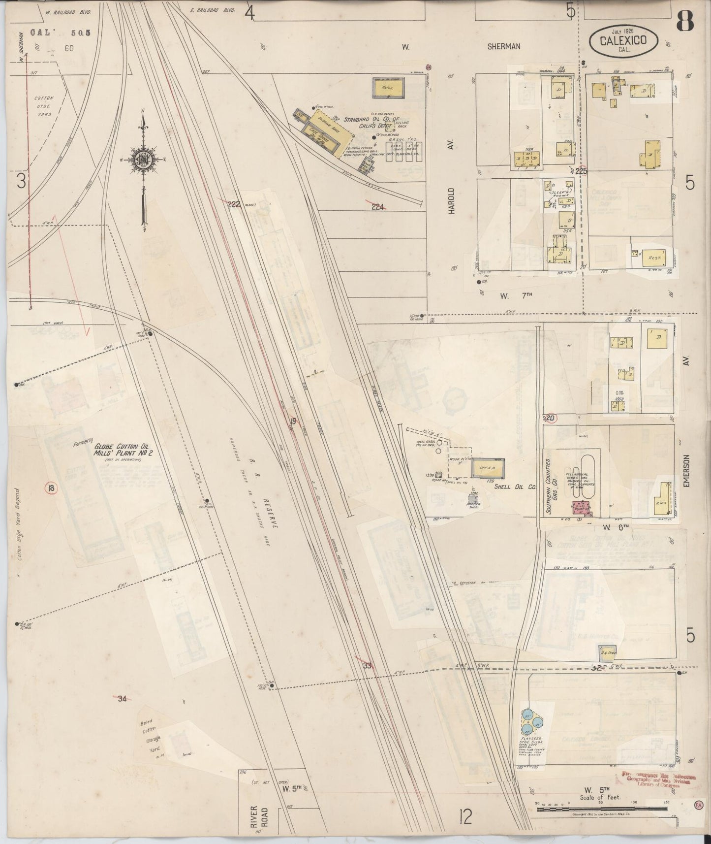 Sanborn Fire Insurance Map from Calexico, Imperial County, California (1949), Sheet #0008 - Historic Sanborn Fire Insurance Map Print, vintage old map wall art, antique decor, genealogy gift, California California map