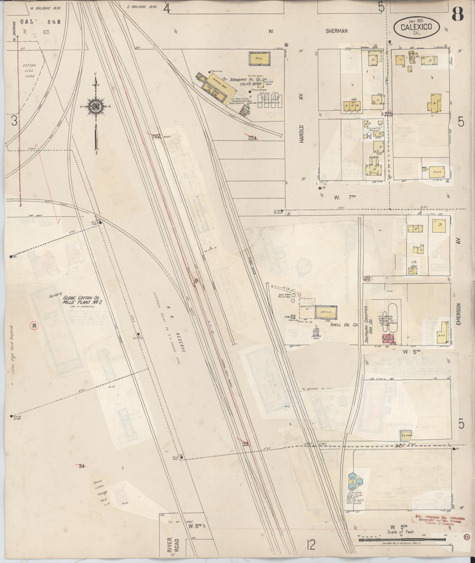Sanborn Fire Insurance Map from Calexico, Imperial County, California (1949), Sheet #0008 - Historic Sanborn Fire Insurance Map Print, vintage old map wall art, antique decor, genealogy gift, California California map