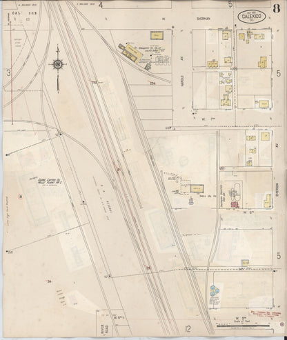 Sanborn Fire Insurance Map from Calexico, Imperial County, California (1949), Sheet #0008 - Historic Sanborn Fire Insurance Map Print, vintage old map wall art, antique decor, genealogy gift, California California map