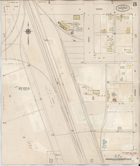 Sanborn Fire Insurance Map from Calexico, Imperial County, California (1949), Sheet #0008 - Historic Sanborn Fire Insurance Map Print, vintage old map wall art, antique decor, genealogy gift, California California map