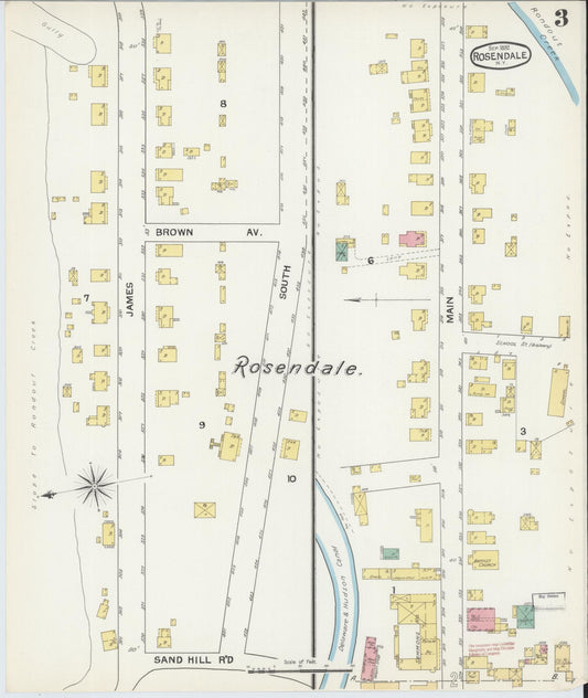 Sanborn Fire Insurance Map from Rosendale, Ulster County, New York (1892), Sheet #0003 - Historic Sanborn Fire Insurance Map Print, vintage old map wall art, antique decor, genealogy gift, New York New York map
