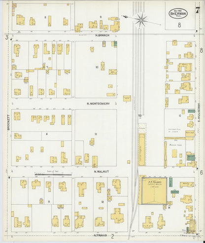 Sanborn Fire Insurance Map from Sherman, Grayson County, Texas (1902), Sheet #0007 - Complete Map Set gallery image, historic Sanborn map, vintage wall art, Texas Texas
