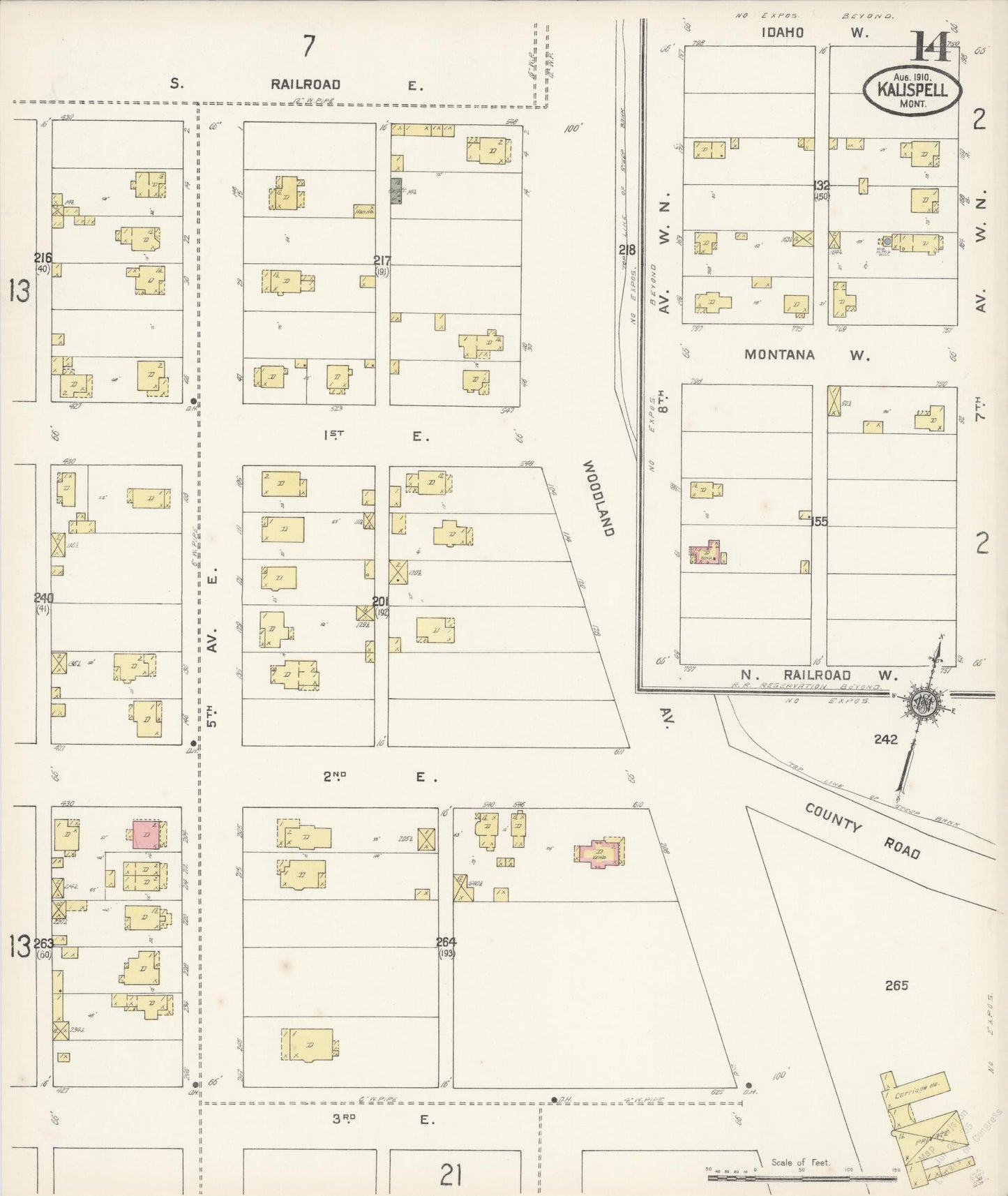 Sanborn Fire Insurance Map from Kalispell, Flathead County, Montana (1910), Sheet #0014 - Complete Map Set gallery image, historic Sanborn map, vintage wall art, Montana Montana