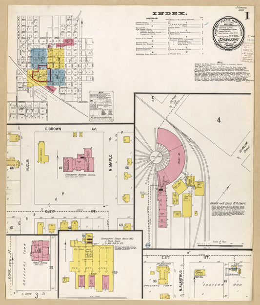 Sanborn Fire Insurance Map from Stanberry, Gentry County, Missouri (1900), Sheet #0001 - Historic Sanborn Fire Insurance Map Print, vintage old map wall art, antique decor, genealogy gift, Missouri Missouri map