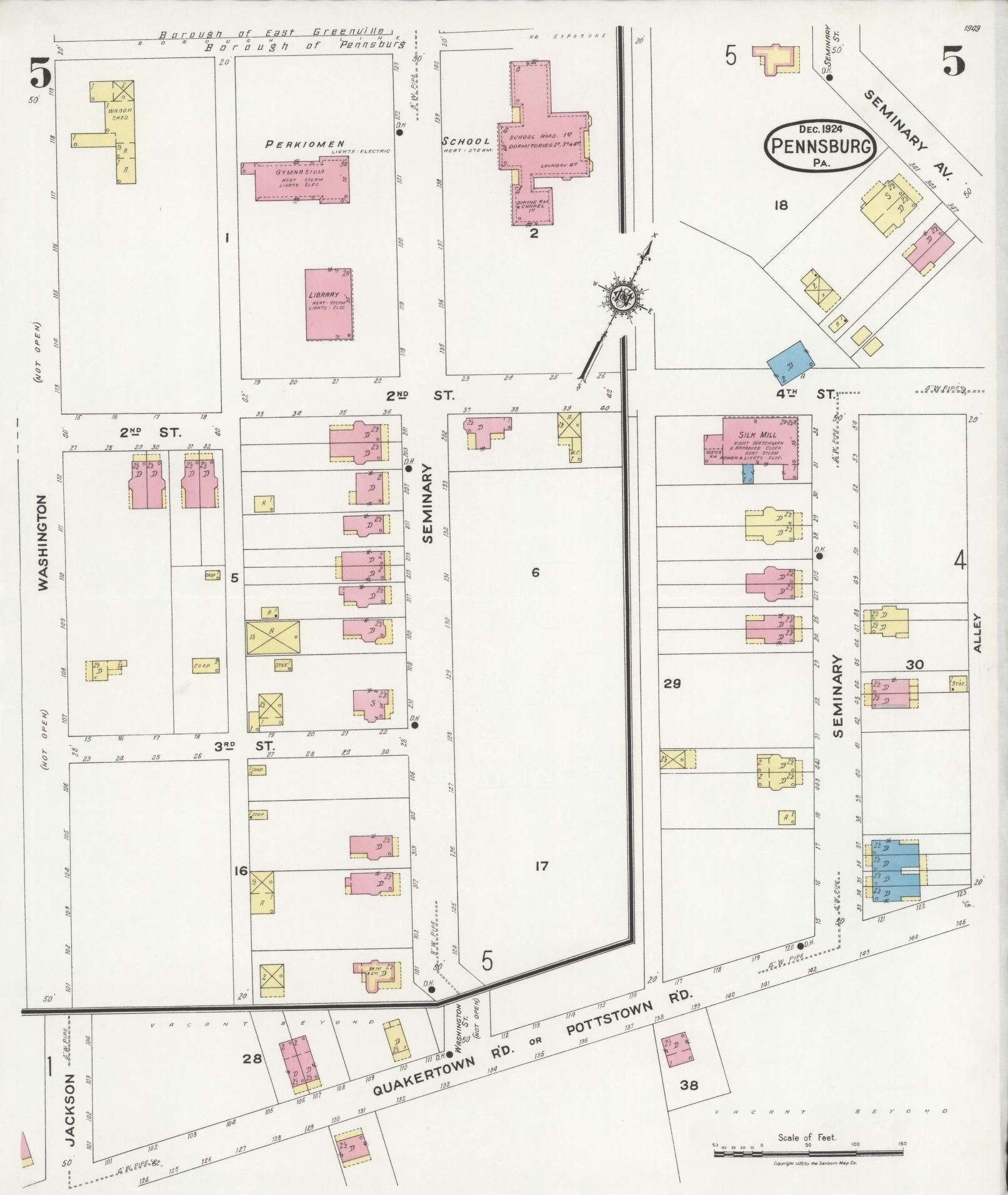 Sanborn Fire Insurance Map from Pennsburg, Montgomery County, Pennsylvania (1924), Sheet #0005 - Complete Map Set gallery image, historic Sanborn map, vintage wall art, Pennsylvania Pennsylvania