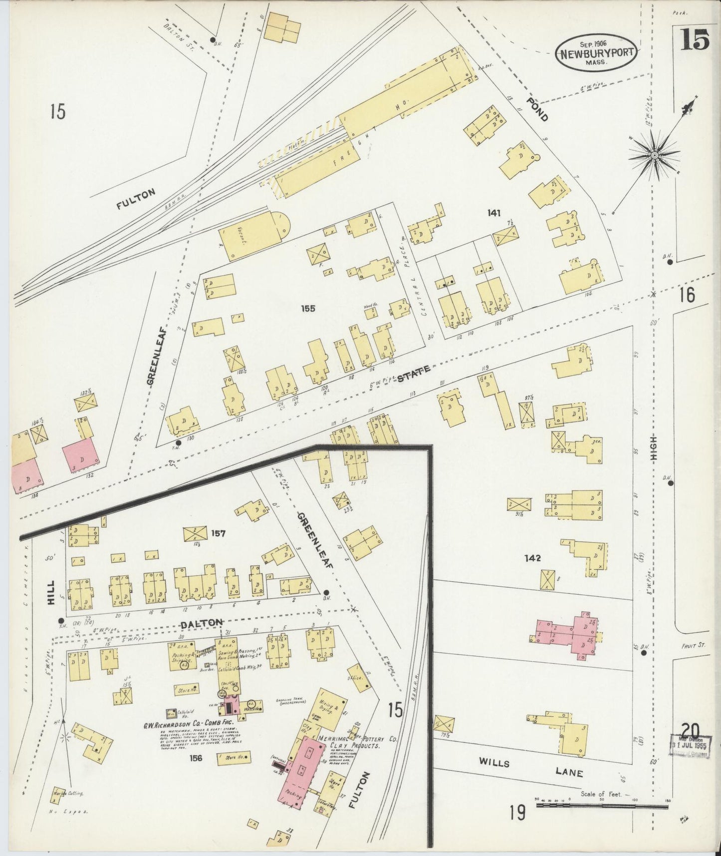Sanborn Fire Insurance Map from Newburyport, Essex County, Massachusetts (1906), Sheet #0015 - Complete Map Set gallery image, historic Sanborn map, vintage wall art, Massachusetts Massachusetts