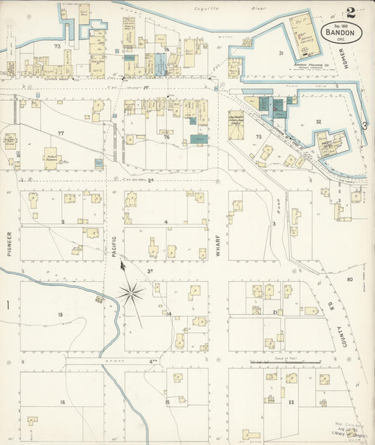 Sanborn Fire Insurance Map from Bandon, Coos County, Oregon (1898), Sheet #0002 - Historic Sanborn Fire Insurance Map Print, vintage old map wall art, antique decor, genealogy gift, Oregon Oregon map