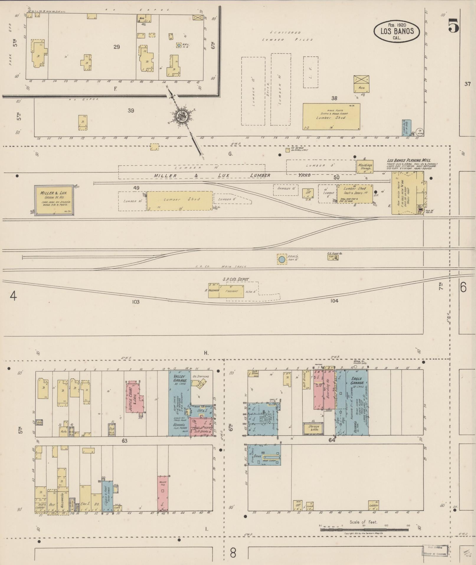 Sanborn Fire Insurance Map from Los Banos, Merced County, California (1920), Sheet #0005 - Historic Sanborn Fire Insurance Map Print, vintage old map wall art, antique decor, genealogy gift, California California map