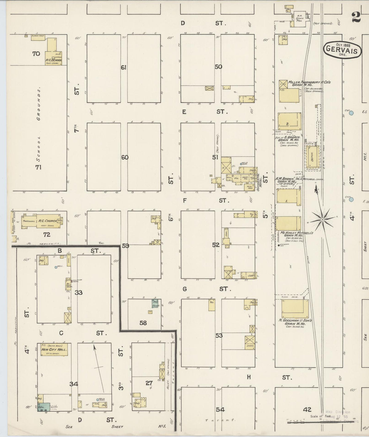 Sanborn Fire Insurance Map from Gervais, Marion County, Oregon (1888), Sheet #0002 - Historic Sanborn Fire Insurance Map Print, vintage old map wall art, antique decor, genealogy gift, Oregon Oregon map