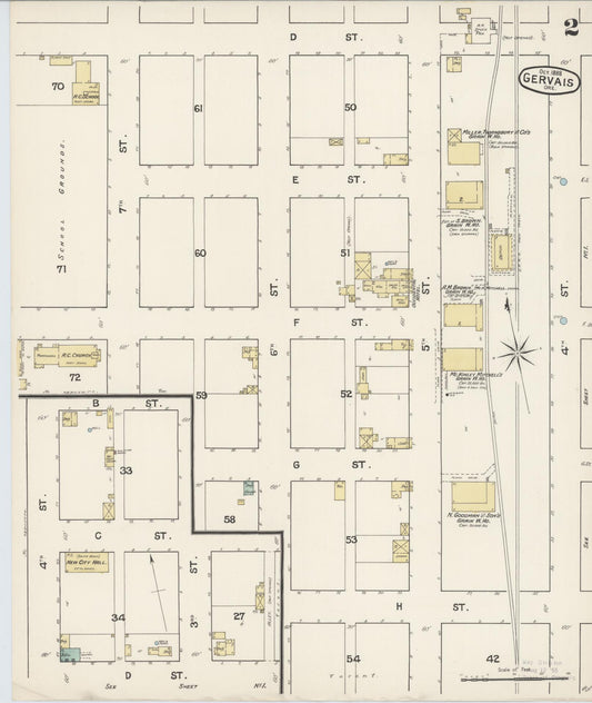 Sanborn Fire Insurance Map from Gervais, Marion County, Oregon (1888), Sheet #0002 - Historic Sanborn Fire Insurance Map Print, vintage old map wall art, antique decor, genealogy gift, Oregon Oregon map