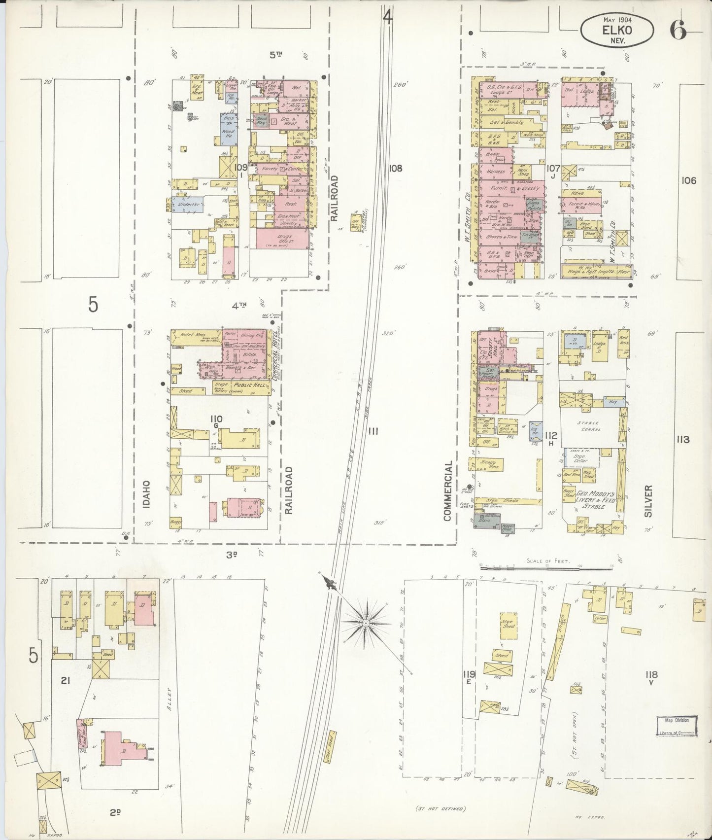 Sanborn Fire Insurance Map from Elko, Elko County, Nevada (1904), Sheet #0006 - Complete Map Set gallery image, historic Sanborn map, vintage wall art, Nevada Nevada
