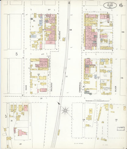 Sanborn Fire Insurance Map from Elko, Elko County, Nevada (1904), Sheet #0006 - Complete Map Set gallery image, historic Sanborn map, vintage wall art, Nevada Nevada