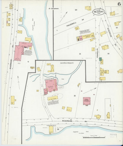 Sanborn Fire Insurance Map from Westport, Fairfield County, Connecticut (1901), Sheet #0006 - Complete Map Set gallery image, historic Sanborn map, vintage wall art, Connecticut Connecticut
