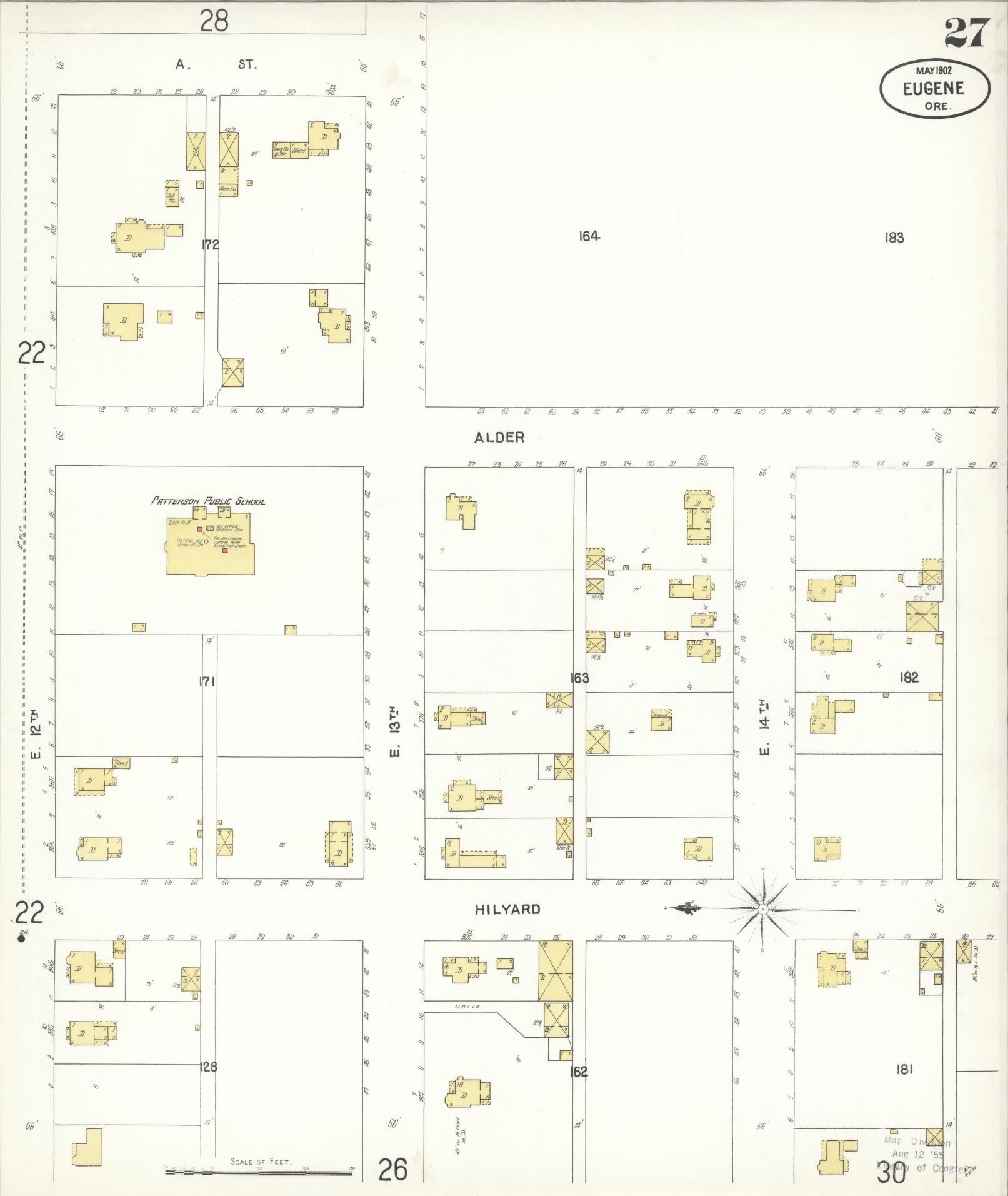 Sanborn Fire Insurance Map from Eugene, Lane County, Oregon (1902), Sheet #0027 - Complete Map Set gallery image, historic Sanborn map, vintage wall art, Oregon Oregon