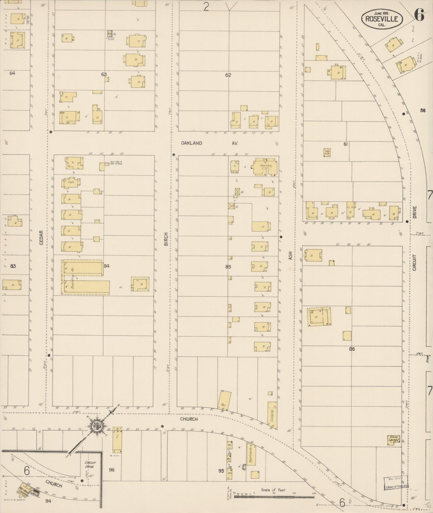 Sanborn Fire Insurance Map from Roseville, Placer County, California (1915), Sheet #0006 - Complete Map Set gallery image, historic Sanborn map, vintage wall art, California California