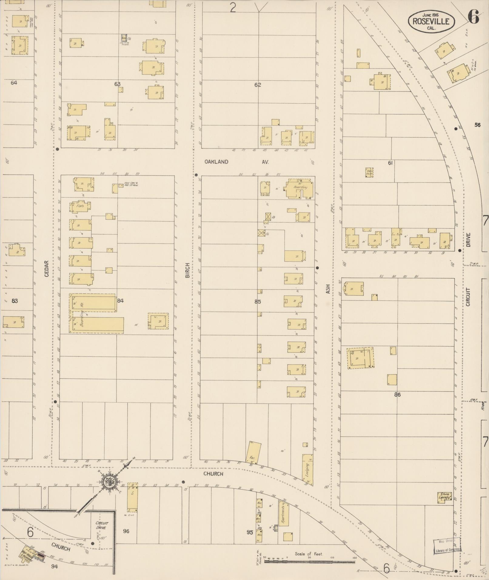 Sanborn Fire Insurance Map from Roseville, Placer County, California (1915), Sheet #0006 - Complete Map Set gallery image, historic Sanborn map, vintage wall art, California California