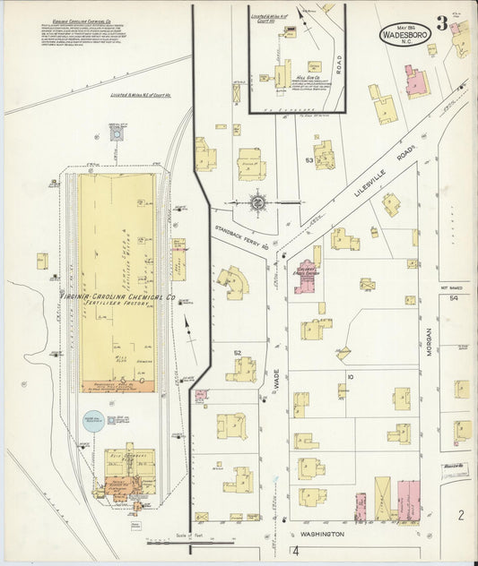 Sanborn Fire Insurance Map from Wadesboro, Anson County, North Carolina (1914), Sheet #0003 - Historic Sanborn Fire Insurance Map Print, vintage old map wall art, antique decor, genealogy gift, North Carolina North Carolina map