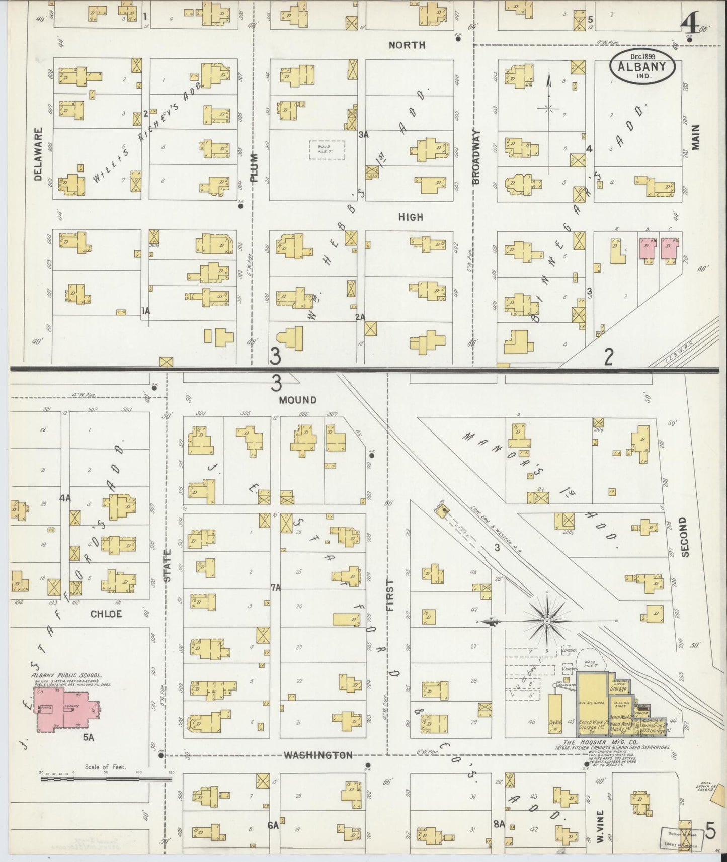 Sanborn Fire Insurance Map from Albany, Delaware County, Indiana (1899), Sheet #0004 - Historic Sanborn Fire Insurance Map Print, vintage old map wall art, antique decor, genealogy gift, Indiana Indiana map
