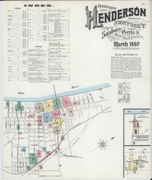 Sanborn Fire Insurance Map from Henderson, Henderson County, Kentucky. (1897) – Historic Sanborn Fire Insurance Map Print