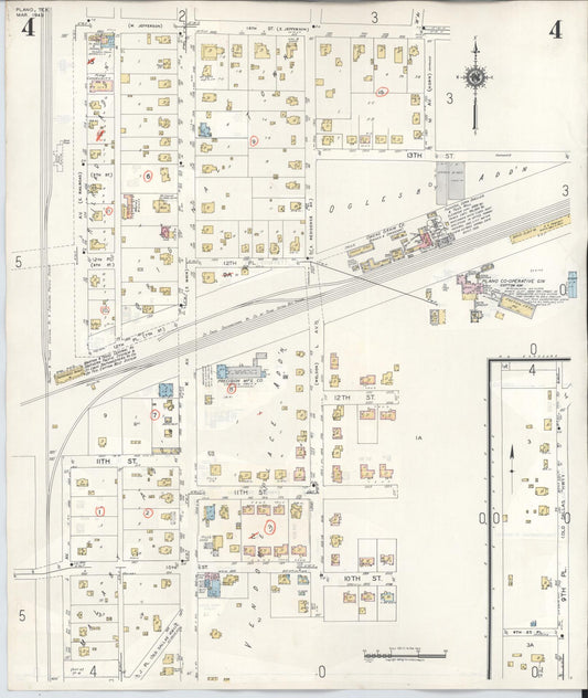 Sanborn Fire Insurance Map from Plano, Collin County, Texas (1961), Sheet #0004 - Historic Sanborn Fire Insurance Map Print, vintage old map wall art, antique decor, genealogy gift, Texas Texas map