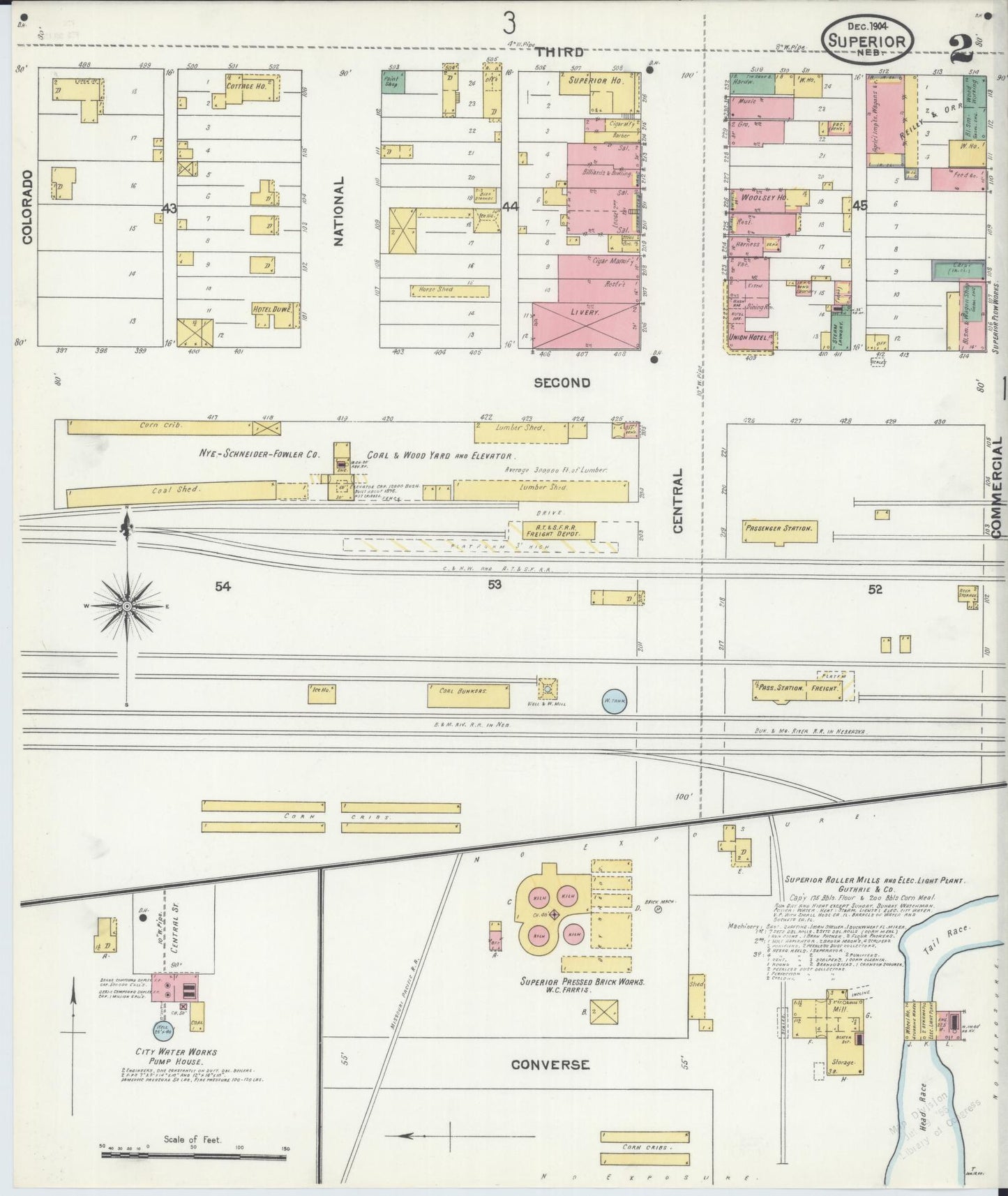 Sanborn Fire Insurance Map from Superior, Nuckolls County, Nebraska (1904), Sheet #0002 - Historic Sanborn Fire Insurance Map Print, vintage old map wall art, antique decor, genealogy gift, Nebraska Nebraska map
