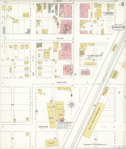 Sanborn Fire Insurance Map from Harrington, Lincoln County, Washington (1905), Sheet #0003 - Historic Sanborn Fire Insurance Map Print, vintage old map wall art, antique decor, genealogy gift, Washington Washington map