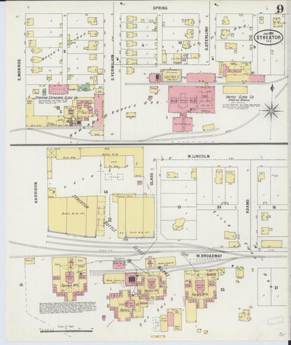 Sanborn Fire Insurance Map from Streator, La Salle County, Illinois (1898), Sheet #0009 - Complete Map Set gallery image, historic Sanborn map, vintage wall art, Illinois Illinois