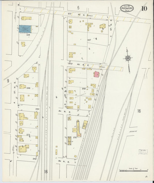 Sanborn Fire Insurance Map from Ardmore, Carter County, Oklahoma (1913), Sheet #0010 - Historic Sanborn Fire Insurance Map Print, vintage old map wall art, antique decor, genealogy gift, Oklahoma Oklahoma map