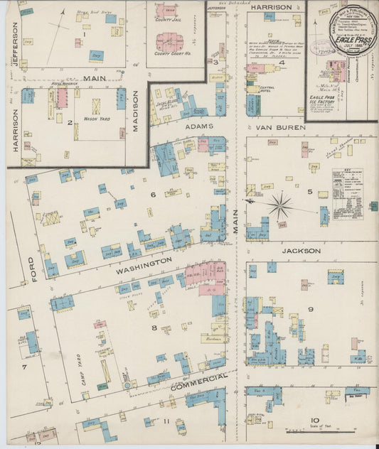 Sanborn Fire Insurance Map from Eagle Pass, Maverick County, Texas (1885), Sheet #0001 - Historic Sanborn Fire Insurance Map Print, vintage old map wall art, antique decor, genealogy gift, Texas Texas map