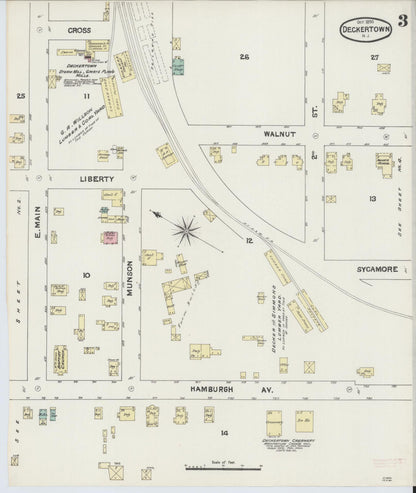 Sanborn Fire Insurance Map from Deckertown, Sussex County, New Jersey (1890), Sheet #0003 - Historic Sanborn Fire Insurance Map Print, vintage old map wall art, antique decor, genealogy gift, New Jersey New Jersey map