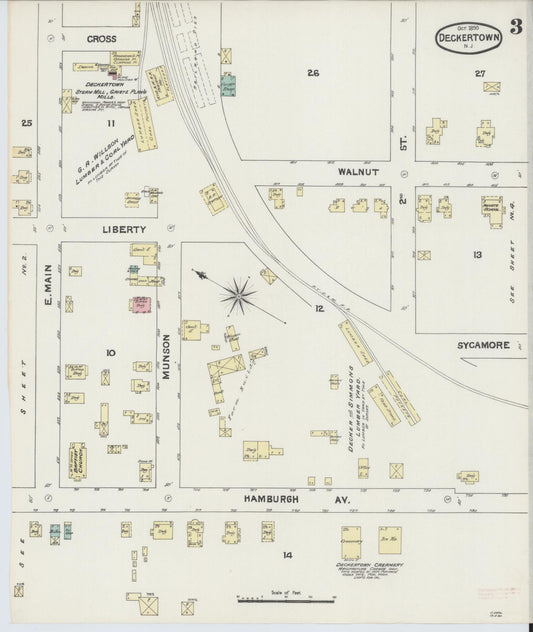 Sanborn Fire Insurance Map from Deckertown, Sussex County, New Jersey (1890), Sheet #0003 - Historic Sanborn Fire Insurance Map Print, vintage old map wall art, antique decor, genealogy gift, New Jersey New Jersey map