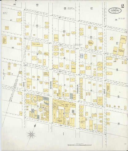 Sanborn Fire Insurance Map from Juneau, Juneau Census Division, Alaska (1904), Sheet #0002 - Complete Map Set gallery image, historic Sanborn map, vintage wall art, Alaska Alaska