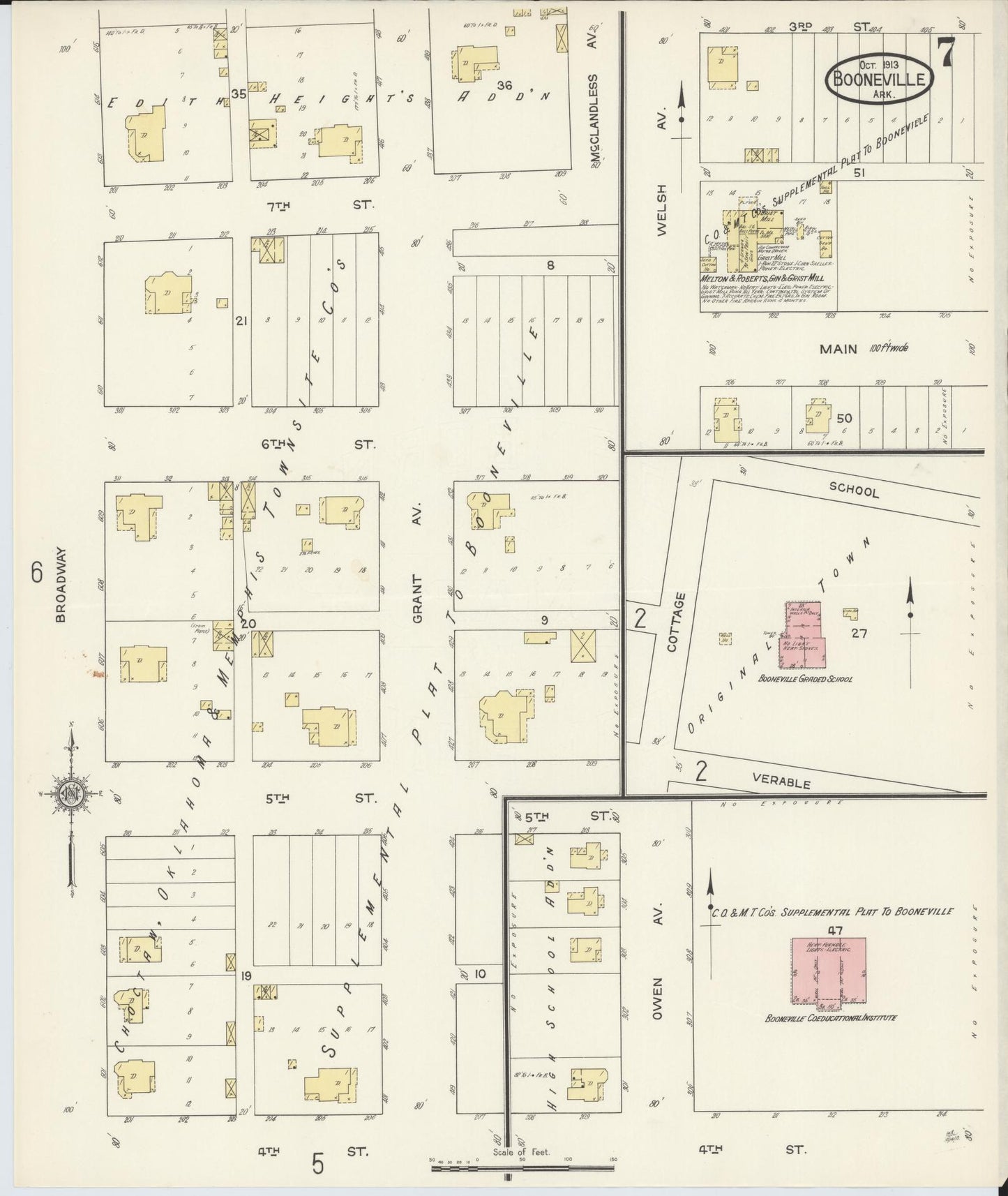 Sanborn Fire Insurance Map from Booneville, Logan County, Arkansas (1913), Sheet #0007 - Complete Map Set gallery image, historic Sanborn map, vintage wall art, Arkansas Arkansas