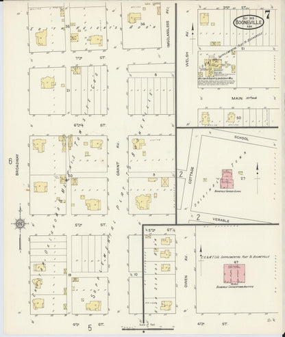 Sanborn Fire Insurance Map from Booneville, Logan County, Arkansas (1913), Sheet #0007 - Complete Map Set gallery image, historic Sanborn map, vintage wall art, Arkansas Arkansas